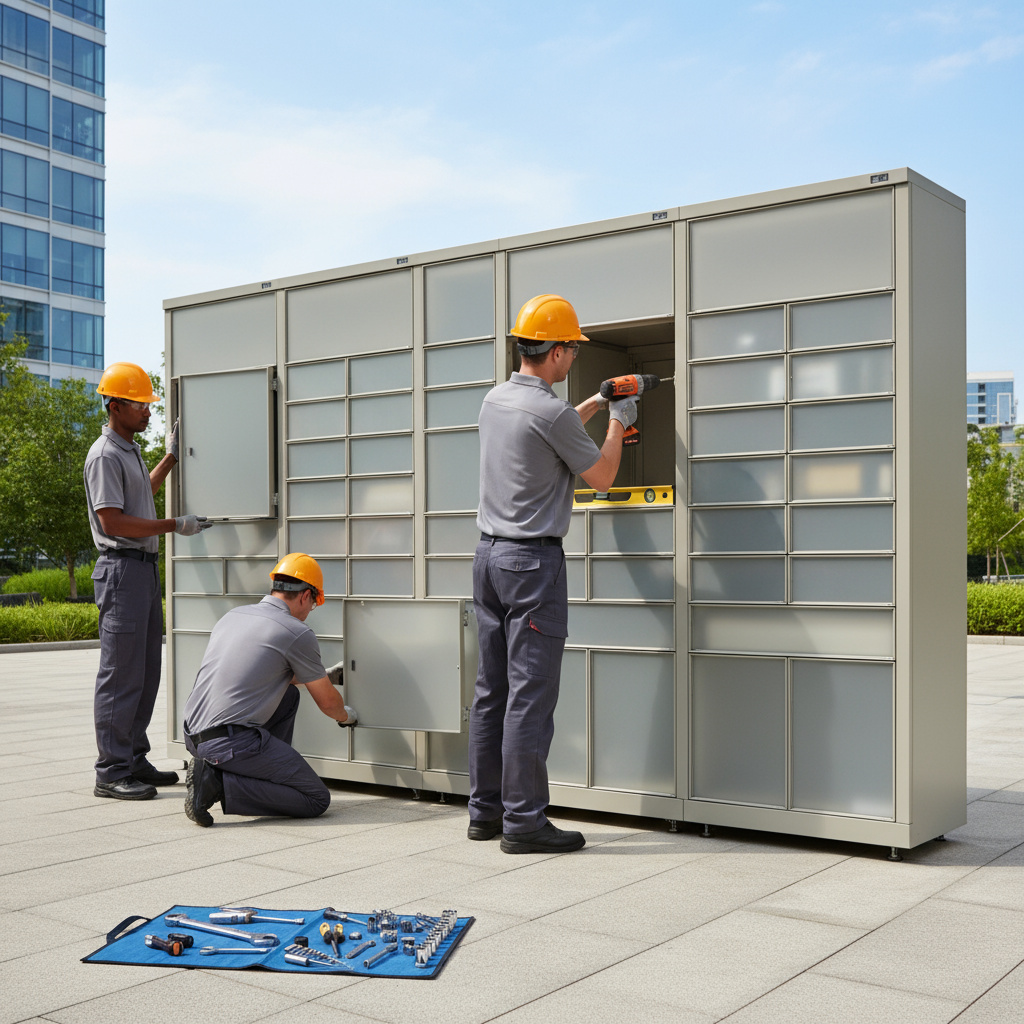 Installation eines modularen Paket-Locker-Systems